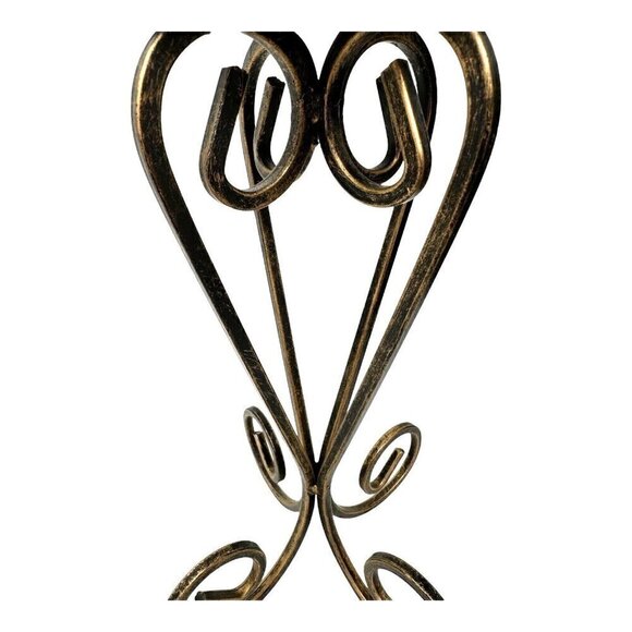 Distressed Black Gold Scroll Metal 11 inch Pillar Candle Holder A1 - Picture 4 of 8